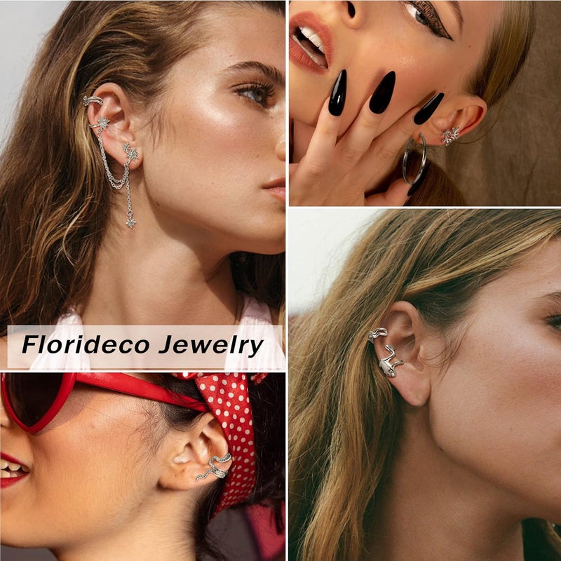 Florideco Ear Cuff Earrings Set for Women Adjustable Fake Earring Cuffs Non Piercing Earring Set Ear Jewelry Set - Image 3